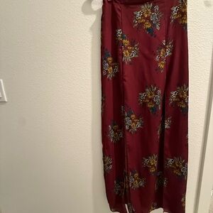 a'gaci Burgundy Floral Maxi Skirt